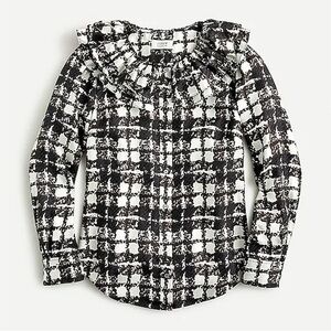 J. Crew Collection - Silk Twill Ruffle-collar Top in Plaid